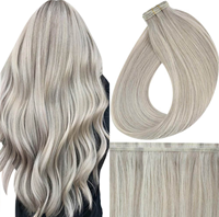 Extensions de cheveux humains couleur blond gris, peuvent être décolorées, durée de vie de 6 mois à 1 an, trame machine, 18 22 24 26 28 pouces