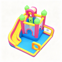 Château gonflable multifonctionnel pour usage domestique avec toboggan et piscine