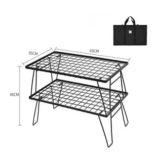 Ücretsiz maç karbon çelik alüminyum file plaka masa taşınabilir açık piknik seyahat katlanır demir örgü kamp masası