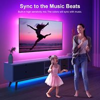 Ruban LED Intelligent RGBIC Magique de 5M (16.4FT) 5V USB, avec Télécommande 24 Touches, Contrôle par Application, Puces SMD 5050, pour Rétroéclairage TV