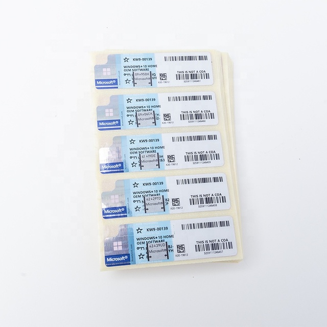 Windows 10 Home Coa Sticker Global Online Activation(1 Pack= 10 Pcs) Lifetime Warranty