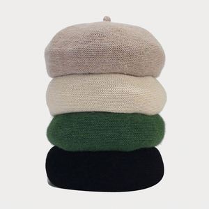 Fashionable Retro <b>Rabbit</b> Hair Knit Beret Hat for Ladies Winter Street Style Flat Peaked Beret for Casual Daily Outdoor Scenes - Product Image 2