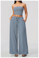 Ensemble 2 pièces de shorts de yoga grande taille haut de gamme anti-transpiration, rayés, décontractés, taille élastique, jambes larges pour femme