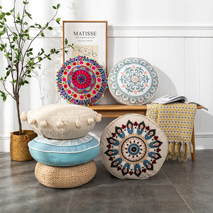 Housse De Coussin De Sol Round Bleu Mandala 90 Cm - Art Déco Indien - Neuf