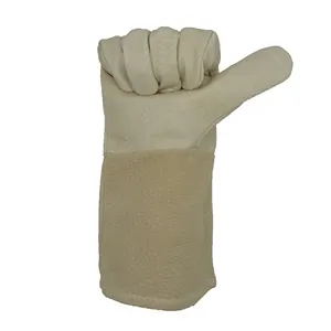 PRI wholesale bulk work safety long leather gauntlet leather gloves men working long sleeve gloves manufacture product