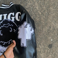 Vestes en cuir coupe-vent personnalisées avec logo brodé 3D, streetwear, hip hop, patch en chenille, veste de baseball oversize pour hommes