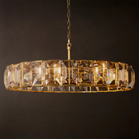 Lustre rond en cristal RHOEM Harlow, lustre pour escalier, lustre pour salon de villa, éclairage de luxe, décoration de la maison