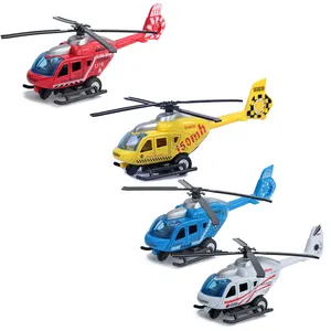 Diecast model pesawat terbang tarik ke belakang, mainan mini helikopter paduan logam