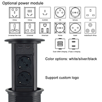 Nouvelle conception, double face, 4 prises AC, prises de courant escamotables, double chargeur USB A+C sans fil, 16A, bureau