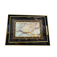 Table basse créative verre Extra Large métal marbre mélamine Communion Ware saint grand plateau de service de fleurs blanches avec poignées