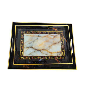 Table basse créative verre Extra Large métal marbre mélamine Communion Ware saint grand plateau de service de <span class=keywords><strong>fleurs</strong></span> blanches avec poignées - Product Image 5