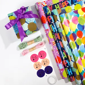 New Design Birthday Printing Everyday Gift Wrapping Paper 43*300 Cm Roll Wrap Paper Set Packaging