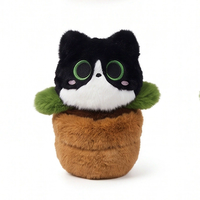 Pot de fleurs en forme de chat mignon, décoration de plante en pot, figurine en peluche, rembourrage en coton PP, cadeau unisexe