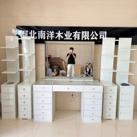 Élégante Coiffeuse Blanche à Lumière LED, Surface Anti-Rayures pour Détaillants de Meubles, Table de Maquillage avec Miroir