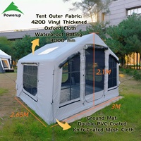 Tente de glamping gonflable occultante Moon White 8m² en Oxford 420D avec double porte AB, abri familial imperméable pour le camping