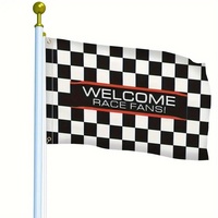 Drapeau de bienvenue à carreaux pour les courses, bannière en polyester rayée pour les fans de course, décoration carrée pour la maison et les événements en plein air