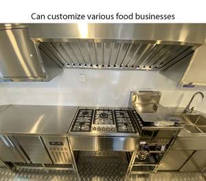 Petite remorque alimentaire entièrement équipée avec poste de cuisson, réfrigérateur et fenêtre de service pour la restauration rapide décontractée - Product Image 3