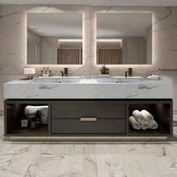 Nouveau style moderne : Meuble de salle de bain en panneaux de bois, étanche, simple ou double, avec miroir LED et lavabo – Vente en gros