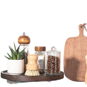 <b>Wooden</b> <b>Round</b> Tray Cosmetic Storage Decorative Tray For Bathroom Desktop Plant Pattern - Product Image 5