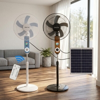 Ventilateur 16 pouces AC/DC de fabrication chinoise, rechargeable solaire, avec fonction USB, musique et lumière LED, compatible Bluetooth, pour usage extérieur, domestique et automobile