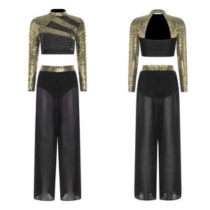 Women Lyrical <b>Dance</b> Outfit <b>Crop</b> <b>Top</b> With Chiffon Pants For Performances <b>Dance</b> Competitions <b>Dance</b> Dancewear Latin <b>Dance</b> Wear - Product Image 2