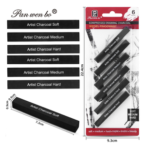 Set di <span class=keywords><strong>Carboncini</strong></span> Artistici Panwenbo, 6 Pezzi Professionali Duri/Medi/Morbidi, Bastoncini di Carboncino Compresso Quadrati <span class=keywords><strong>per</strong></span> <span class=keywords><strong>Disegno</strong></span>, Schizzi e Ombreggiature - Product Image 2