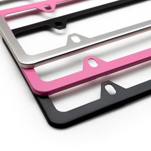 Cadre de plaque d'immatriculation en métal, style encastré à 4 trous, noir, rose, argent, support de plaque d'immatriculation de voiture tendance - Product Image 4