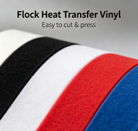 Film de transfert thermique Premium Flock, texture velours doux, multicolore pour vêtements, haute résistance au lavage, facile à découper et à désherber