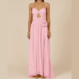 Robe longue élégante et sexy pour femme, sans manches, évidée, sans bretelles, dos nu, coupe ajustée, taille cintrée, haute qualité - Product Image 1