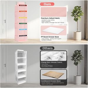 Clothes Organizer For Kids 6 <b>Shelf</b> Hanging Closet Storage With Labeled Days Bedroom Use Oxford Cloth Fabric - Product Image 5