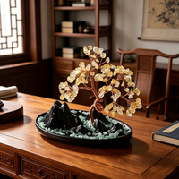 Produit phare Yingdangle Fortune Basin Mini Arbre de pierres précieuses en cristal de citrine naturelle, Ornement de bureau porte-bonheur, Technique de mosaïque pour la prospérité