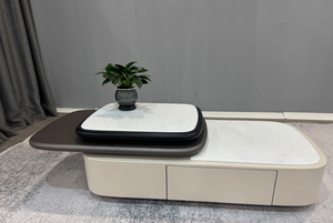 <span class=keywords><strong>Table</strong></span> basse moderne à plateau en verre et pieds en métal, design feuille d'or, multi-usages pour salon - Product Image 3