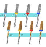 Chiyan 5 en 1 Embouts de ponceuse à ongles en carbure 16 mm, à pointe plate et conique, pour le retrait de gel, pour ponceuses électriques, accessoires de manucure
