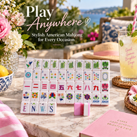 Ensemble de Mahjong américain de luxe rose à double couche en acrylique, 160 tuiles, festif pour le jeu et l'exposition
