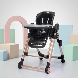 Chaise haute pour bébé avec plateau double couche, roues silencieuses universelles, hauteur réglable, cadre épaissi haut de gamme, ceinture de sécurité - Product Image 1