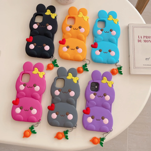 <span class=keywords><strong>3D</strong></span> dễ thương thỏ ưa thích Silicone di động điện thoại di động Cover quay lại trường hợp đối với các cô gái Iphone 6 7 8 cộng với XS XR 11 12 13 14 15 Pro Max - Product Image 1