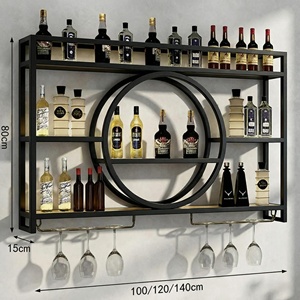 Étagères murales pliables en acier multicouche et porte-bouteilles pour bars, mobilier de bistrot et de club, meubles muraux pour la maison et les bars - Product Image 1