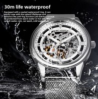 Montre homme personnalisée, entièrement automatique, mécanique, en alliage d'acier inoxydable, étanche 30M, décorative, lumineuse, grande taille, OEM
