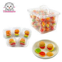 Mini Hamburger Gevulde Gummy Candy, Fruitig Sappig Burger Snoep, Individueel Verpakt Potje Groothandel OEM