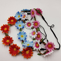 Bandeaux à fleurs multicolores personnalisés pour femmes Couronne de fleurs florales Hippie avec bandeau élastique réglable Accessoires pour cheveux