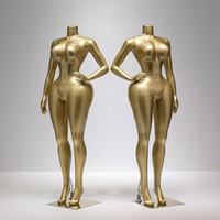 Mannequin Femme Grande Taille Doré (Sans Tête) Silhouette Courbe pour Vitrines de Magasins de Vêtements Grande Taille pour Femmes