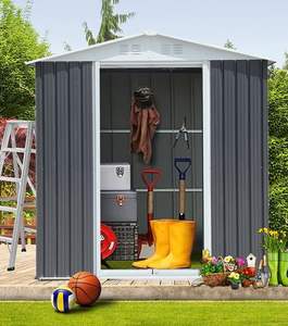 Abri de jardin en acier galvanisé pour rangement de matériel, vélos, etc. avec <span class=keywords><strong>porte</strong></span>, 5*3 pieds - Product Image 6