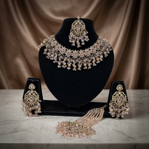 Handcrafted Royal Bridal Kundan Long Layered Haram Necklace Pearl Cluster Strand Gemstone Pendant Antique Gold Jewelry <b>Set</b> - Product Image 3