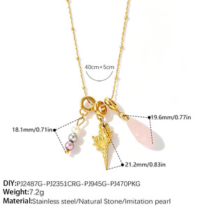 Kids Cartoon DIY Charm Necklace Stainless Steel <b>Rainbow</b> Castle Key Detachable Pendant Collarbone Jewelry - Product Image 6