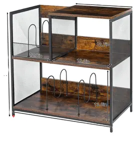 Bookshelf Storage Shelf Furniture Display Shelf Rack Living Room 3-tier Iron Frame Wooden Storage Holders & Racks Multifunction