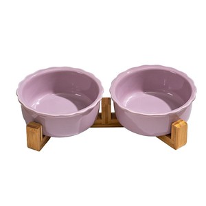 Bol en céramique pour chat et chien, anti-déversement, double support pour eau et nourriture - Product Image 2