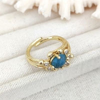 Anneaux en cristal de gemme naturelle pierre taillée à facettes ovale plaqué or 18 carats apatite bleue améthyste bagues en quartz rose pour bijoux en gros
