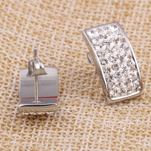 Pendientes Geométricos Rectangulares con Diamantes de 9 mm, Acero Inoxidable, Color Blanco, para Uso Diario - Product Image 2