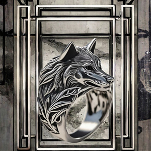Vintage <strong>Wolf</strong> Head Silver Black Metal <strong>Ring</strong> for Women <strong>Men</strong> Trendy Opened Animal Circle <strong>Ring</strong> Inlay for Weddings Graduate Gifts - Product Image 2