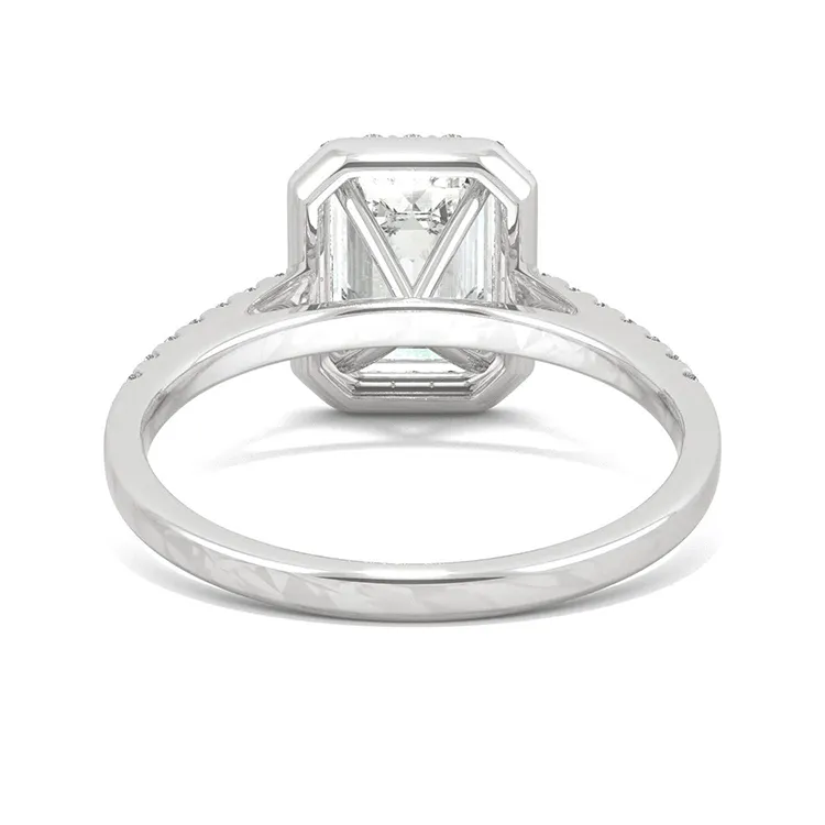 Medboo Sieraden Moissanite Gouden Ring 1.75CT Emerald Cut Diamond Engagement Ring 14K Puur Goud Halo Moissanite Ring
